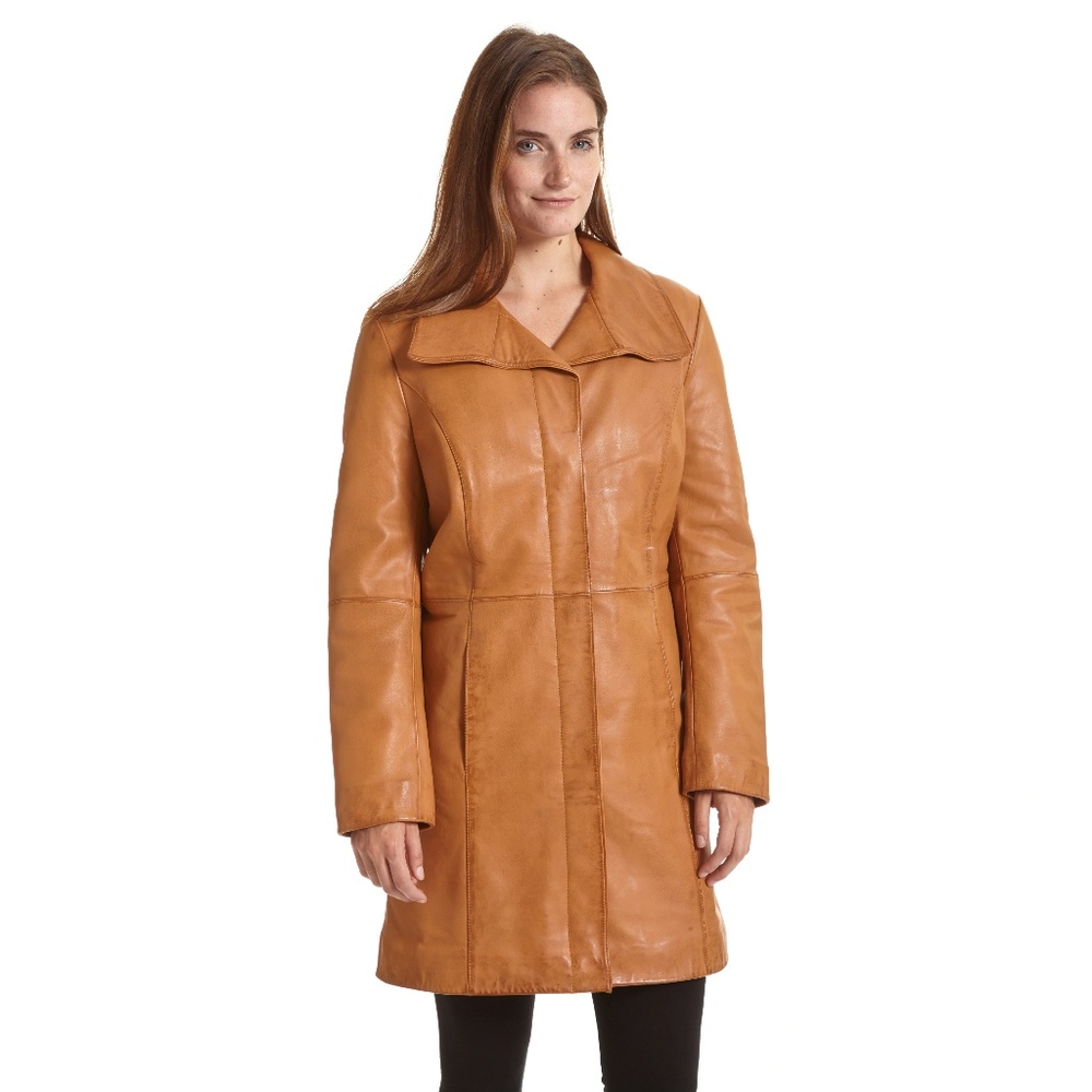 Excelled Women's Lambskin Leather Pencil Coat